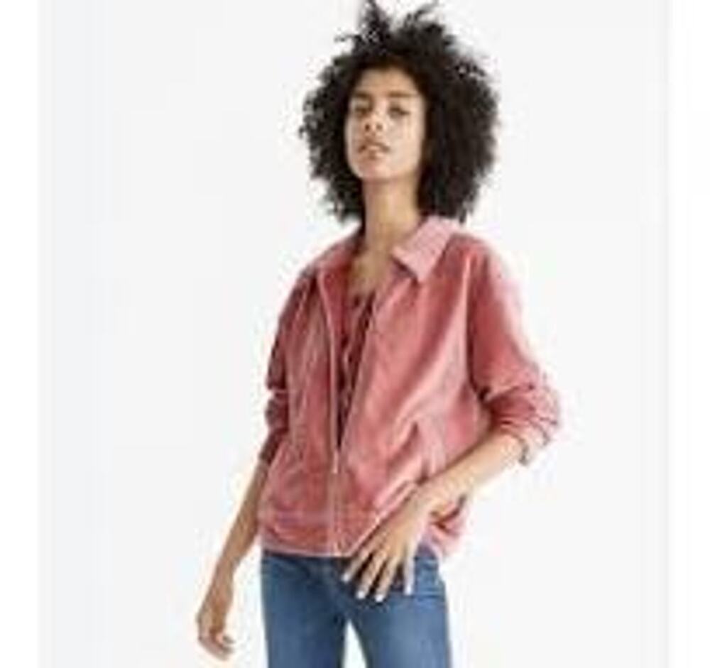 Texture & Thread‎ Madewell Pink Relax Fit Corduroy Casual Bomber Zipper Jacket